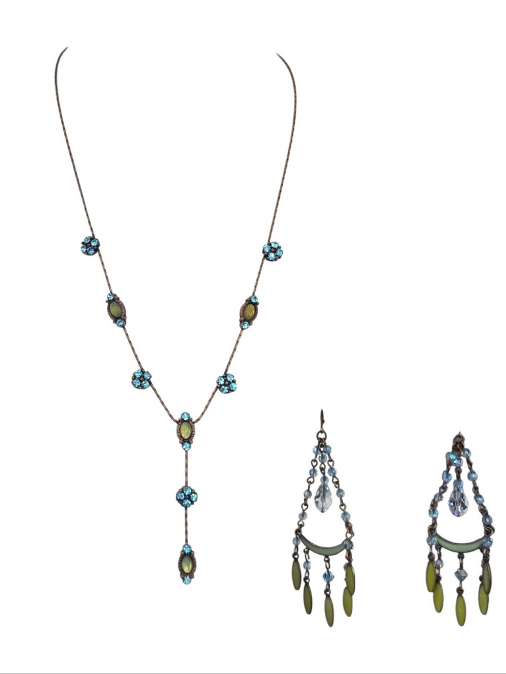 Park Lane Jewelry Swarovski Blue Crystal Necklace Earring Bundle - Picture 1 of 6